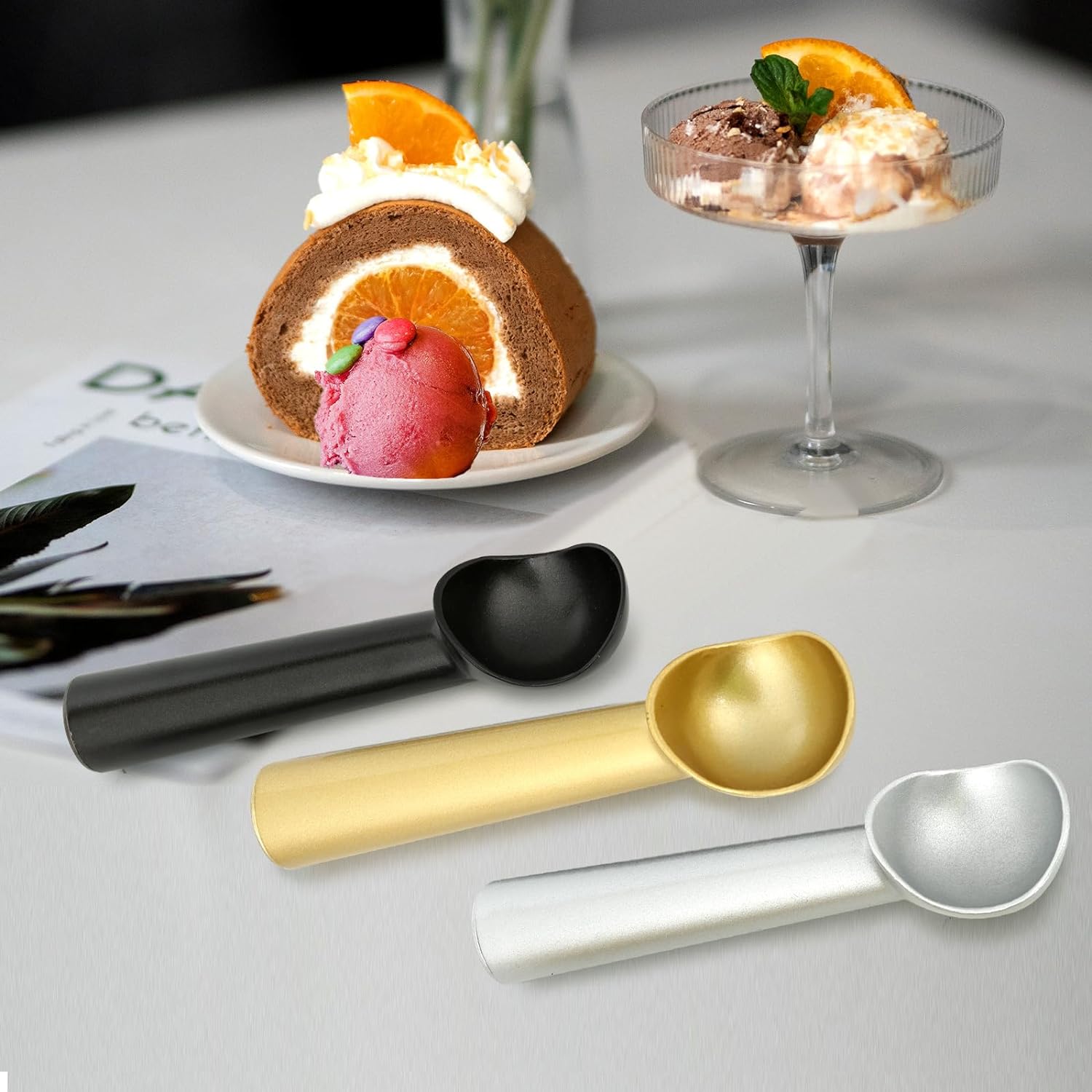 Ice Cream Scoop, Nonstick Anti-Freeze One Piece Aluminum Scooper Spoon, Heavy Duty Ice Cream Scooper, Durable Design, Easy Clean, Cookie Dough -7 inches Ice Cream Scoop, Nonstick Anti-Freeze One Piece Aluminum Scooper Spoon, Heavy Duty Ice Cream Scooper, Durable Design, Easy Clean, Cookie Dough -7 inches